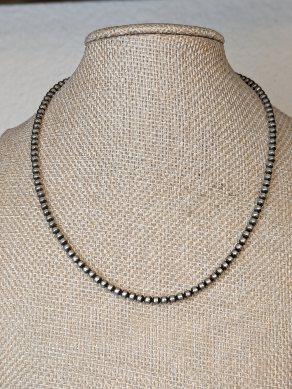 Sterling Silver Navajo Pearl Bead Choker 3mm 14” Southwestern 925